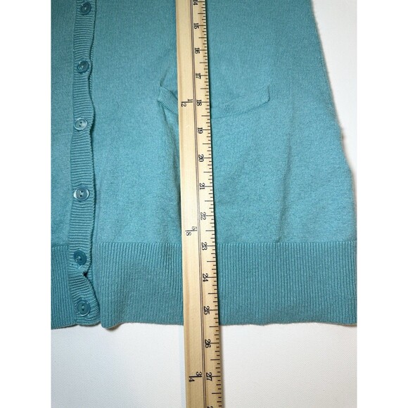 Nordstrom Collection Cashmere Silk Blend Button Aqua Blue Cardigan Women's MED - Picture 12 of 14
